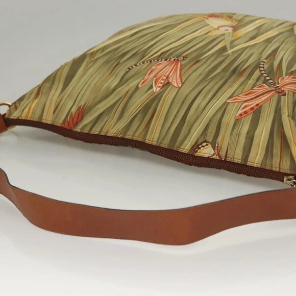 Salvatore Ferragamo Shoulder Bag Nylon Green Gold Auth - Picture 6 of 16